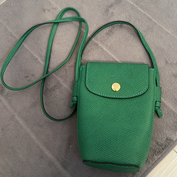 LONGCHAMP ÉPURE PHONE CASE WITH LEATHER LACE, GREEN - Picture 5 of 8